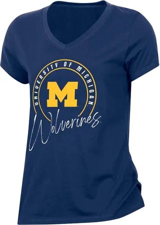 NCAA Michigan Wolverines Women's V-Neck T-Shirt - L