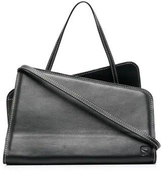 Slant leather shoulder bag