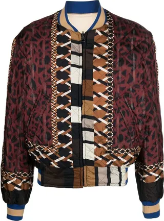 Patchwork-Design Bomber Jacket