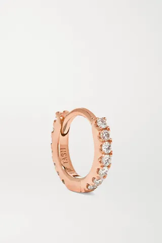 MARIA TASH - 5mm 18-karat Rose Gold Diamond Hoop Earring - One size