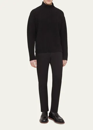 Men's Cashmere Rib Mock Neck Sweater
