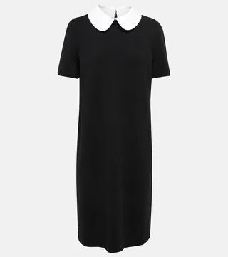Round collar wool-blend midi dress