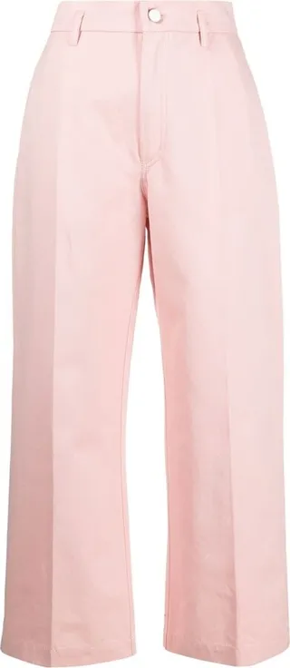 Wide-Leg Pressed Crease Jeans