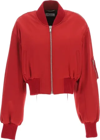 Saint Laurent Zip-Up Long-Sleeved Bomber Jacket