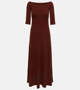 Ribbed-knit wool and cashmere maxi dress
