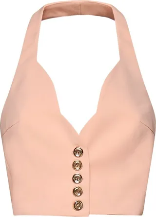 Pinko Buttoned Cropped Halter Top