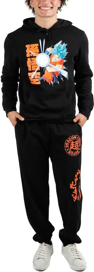 Dragonball Super Mens Black Hoodie & Sweatpants Combo Small