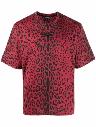 leopard-print short-sleeve T-shirt