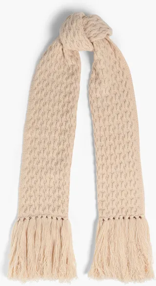 Cable-knit wool and cashmere-blend scarf