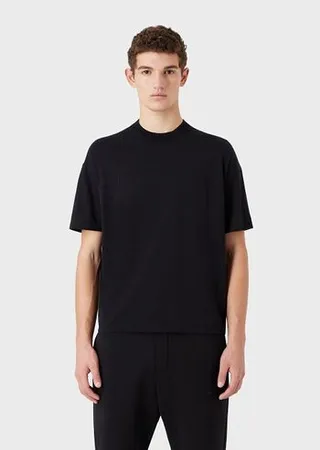 Heavy jersey T-shirt with oversized embossed logo trim