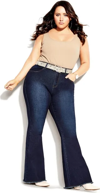 CITY CHIC | Women's Plus Size Harley Classic Flare Jean - dark denim - 12 Plus