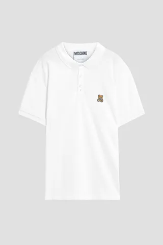 Appliquéd cotton-piqué polo shirt