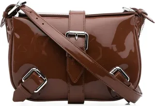 High-Shine Buckle-Detail Shoulder Bag
