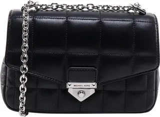 Matelassé leather shoulder bag with engraved logo