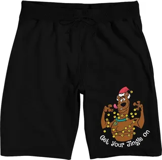 Scooby Doo Get Your Jingle On Men’s Black Sleep Pajama Shorts-Medium
