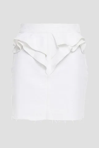 Napola ruffled metallic denim mini skirt