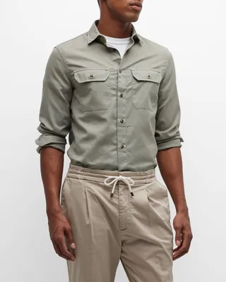 Men's Easy Fit Sport Shirt with Chest Pockets