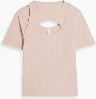 Holster layered cutout cotton-jersey T-shirt
