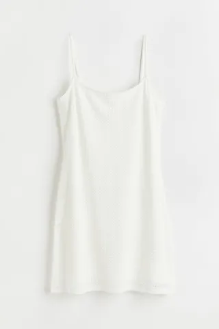 Crochet-look Jersey Dress