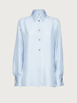 Ferragamo Women Technical silk shirt Blue