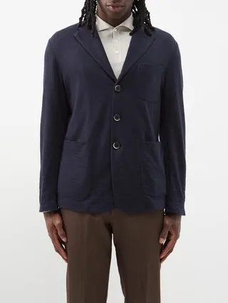 Single-breasted Knitted Wool-blend Jacket