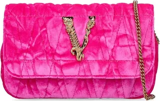 Quilted velvet shoulder bag