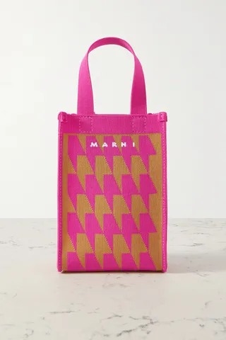 Marni - Nano Houndstooth Canvas-jacquard Tote - Pink
