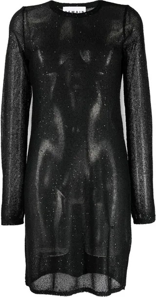Fine-Knit Sequin Mini Dress
