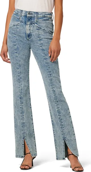 The Alexis Seamed Slit Hem High Waist Bootcut Jeans