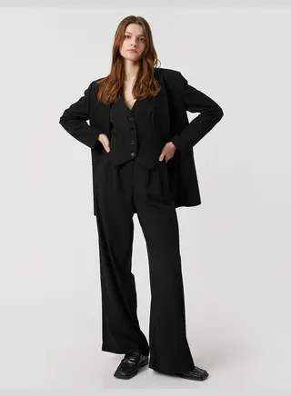 Elastic Waist Pleated Palazzo Trousers