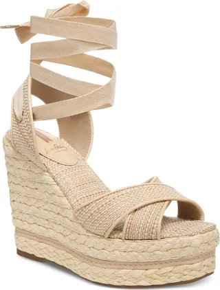 Sam Edelman Vaughn Ankle-Tie Espadrille Platform Wedge Sandals Women's Shoes