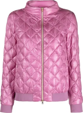 Diamond-Quilted Bomber Jacket