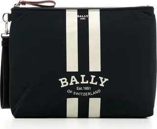 Zip-Top Logo-Print Clutch Bag