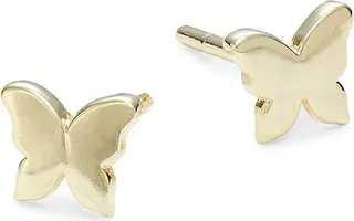 14K Yellow Gold Butterfly Stud Earrings