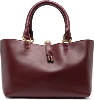 Open-Top Leather Tote Bag