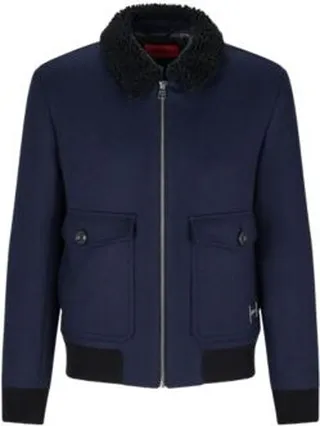 Wool-blend aviator jacket with teddy collar