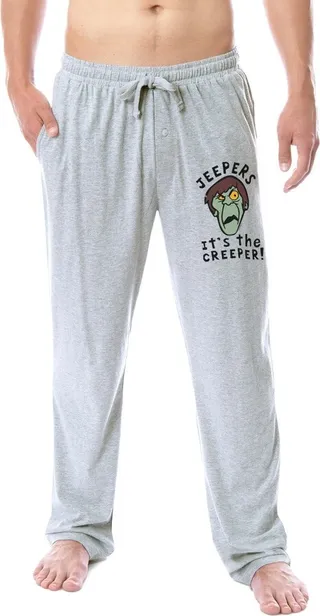 Scooby-Doo Mens' Jeepers It's The Creeper Sleep Pajama Pants Loungewear (S) Grey