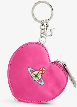 Womens Pink Women's Pink Recycled Polycotton Orb-Embroidered Keyring Coin Purse