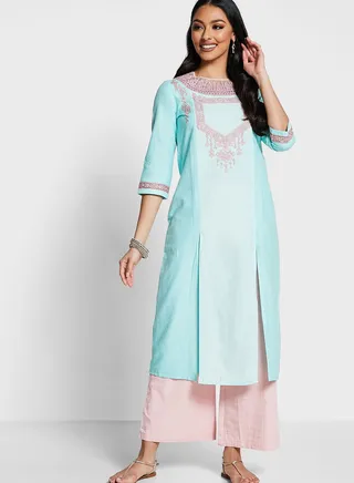 Embroidered Front Slit Kurti