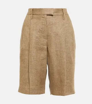 Linen-blend Bermuda shorts