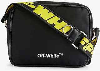 Black White Hard Core Logo-print Woven Cross-body bag