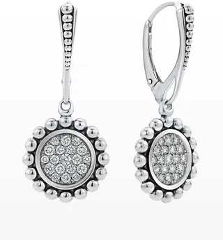 Caviar Spark Diamond Circle Drop Earrings