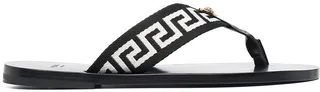 Greca-motif thong-strap flip-flops