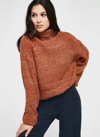 High Neck Melange Sweater