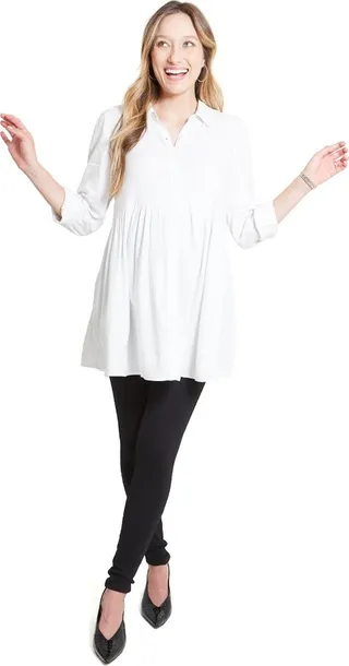 Maternity Ingrid & Isabel Peplum Button Down Shirt White M