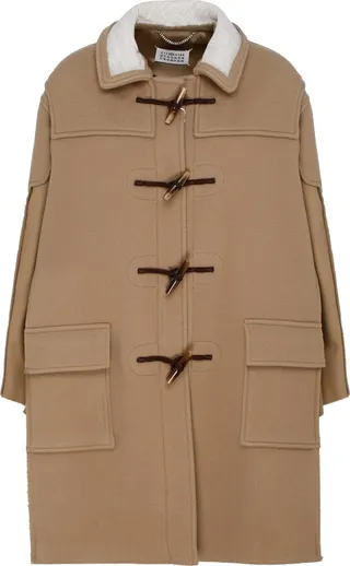 Beige Coat Cape With Frog Closure