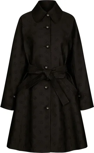 Jacquard Belted Trench Coat