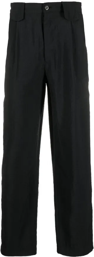Pleat-Detail Straight-Leg Trousers