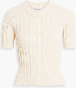 Jemma ribbed organic cotton-blend cardigan