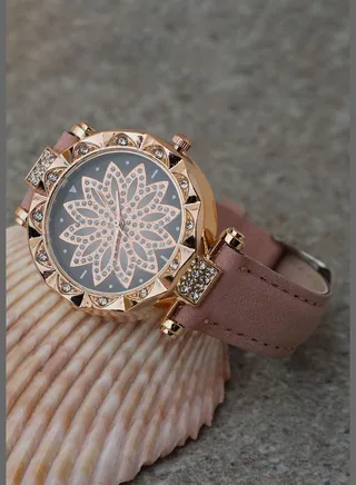 Suede Strap Analog Watch